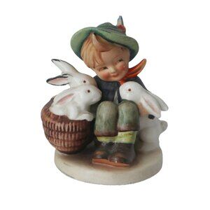 Hummel 58/0 Playmates Figurine with Rabbits  Vintage Germany